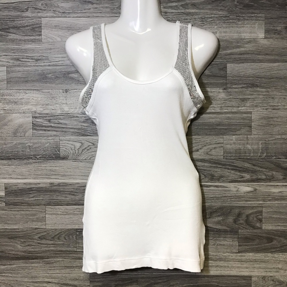 Guess White Tank Top With Sequins